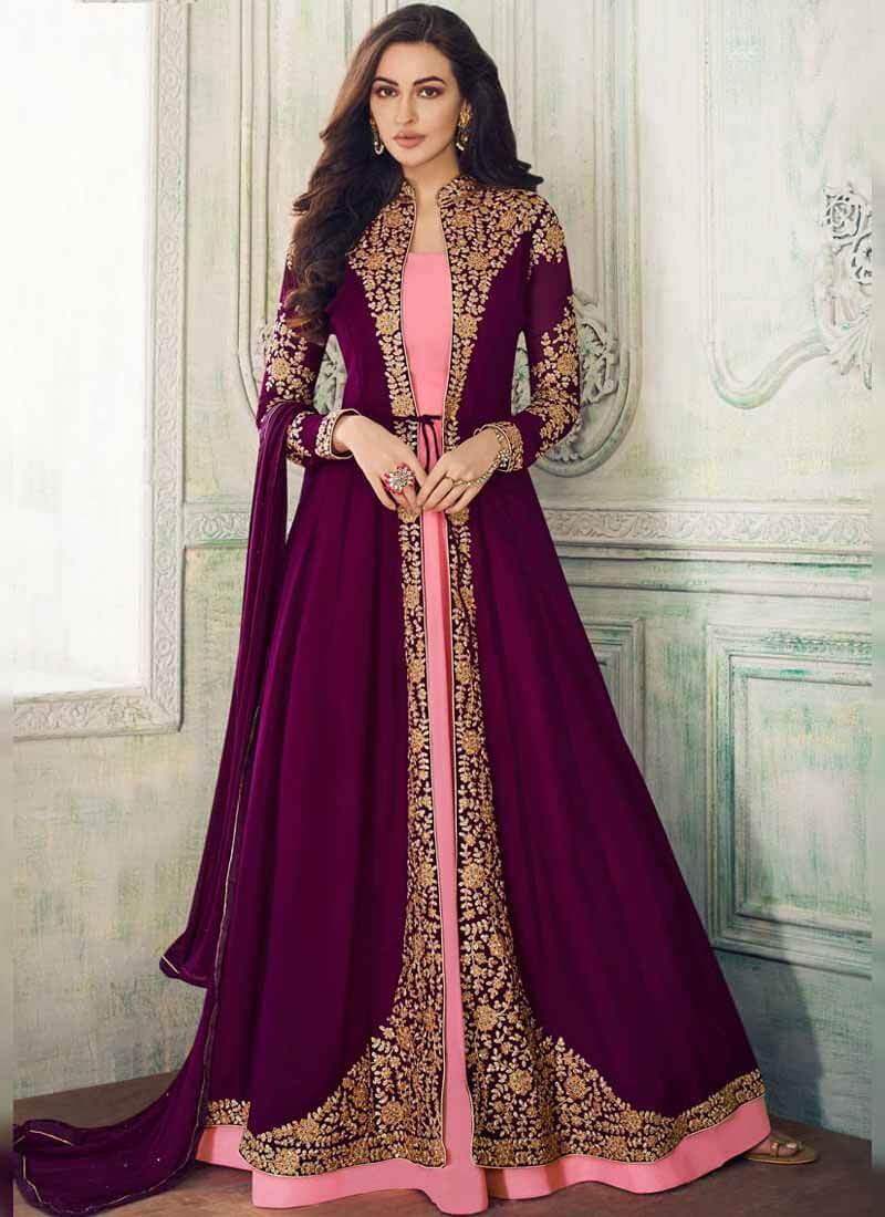 Anarkali top with a flaring jacket 