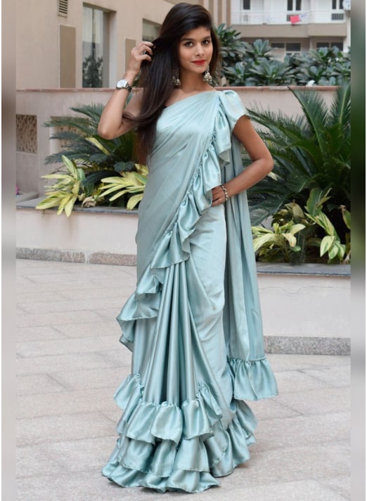 Ruffle Saree For Farewell Party